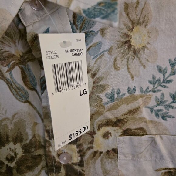 Earl Jean NWT Vintage Designer Sustainable Cotton Cream Floral Shirt Size L - Picture 4 of 6
